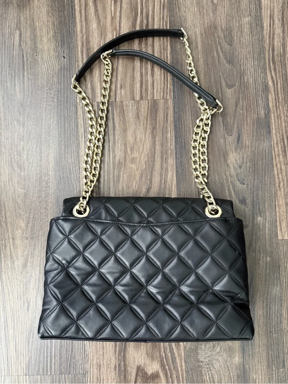 Kate Spade Leather Quilted Black Flap Chain Strap Handbag